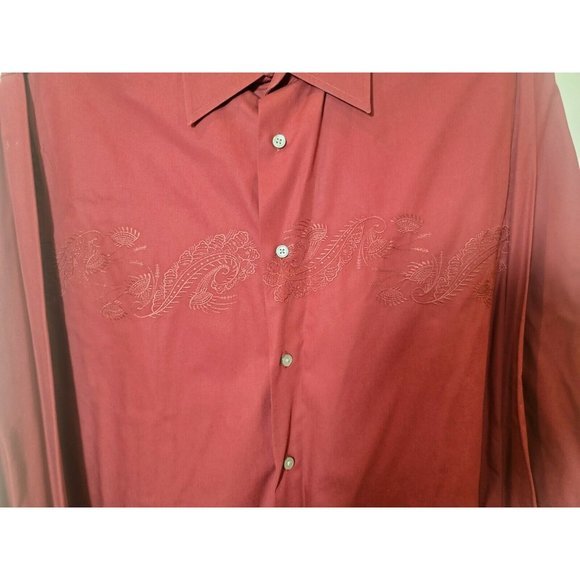 Men EXPRESS XL Dress Shirt L/S 100%‎ Cotton Paisley - Picture 3 of 5